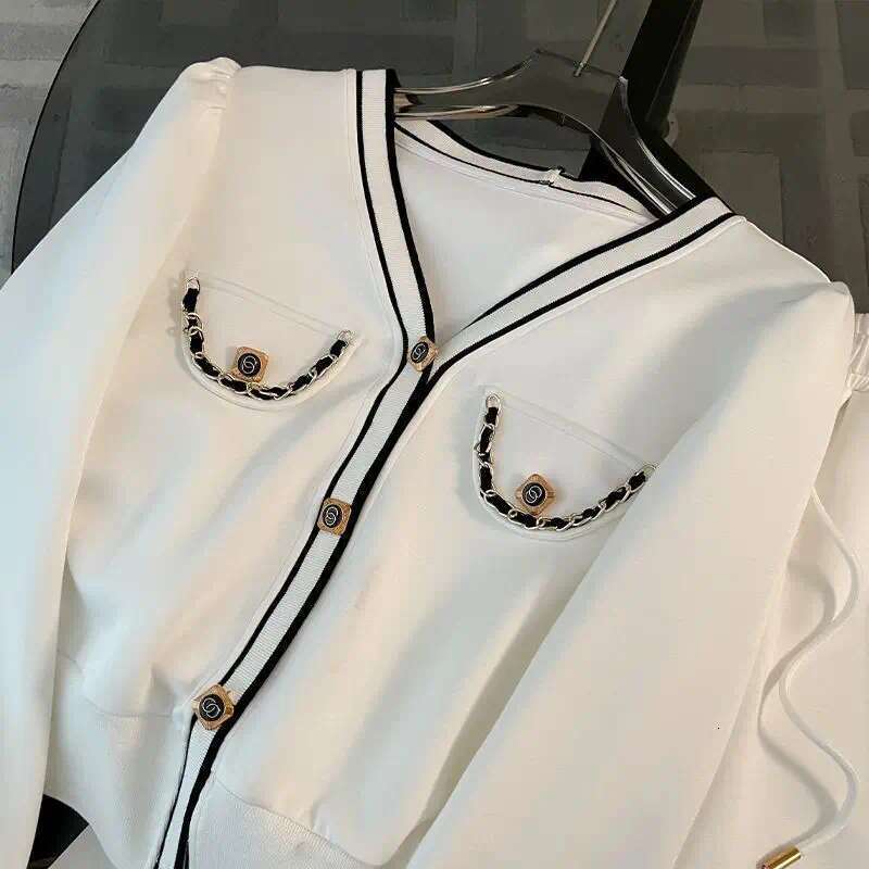 2026 Women's Spring and Autumn High end Casual Western Pants V-neck Top Wide Leg Pants Two piece Sports Set