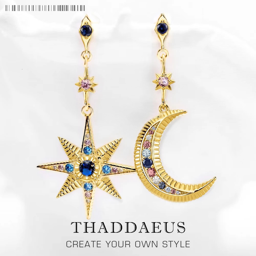 Royalty Star Moon Drop EarringsEurope Magical Boho Fashion Good Jewelry For WomenSummer Gift In Sterling Silver 925 260303