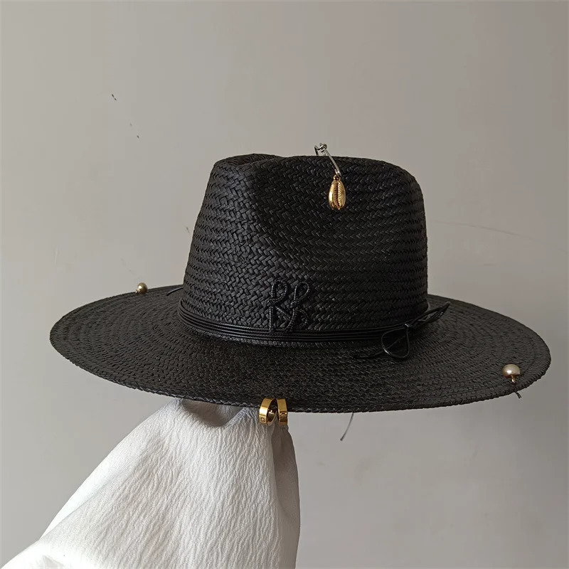 Fashion RB Letter Cowboy Straw Men Summer Panama Jazz Hat Outdoor Holiday Beach Sun Hat Wholesale 260303 - view 5