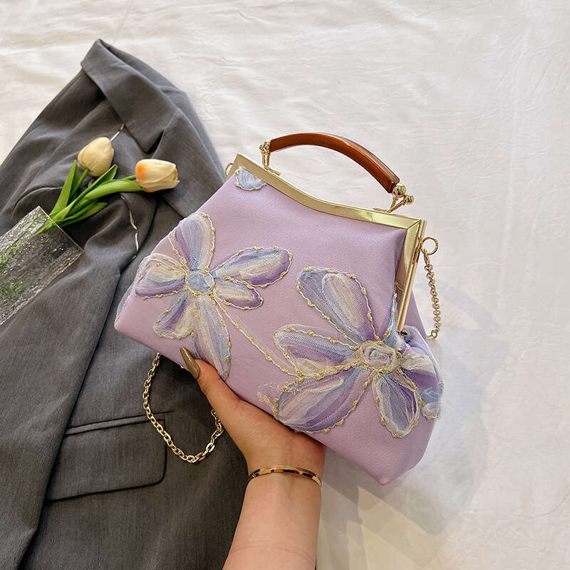 Tote Embroidered New Chinese Style For Women Vintage Lock Clasp Evening Floral Handbag Shell Bag Elegant Crossbody Bag
