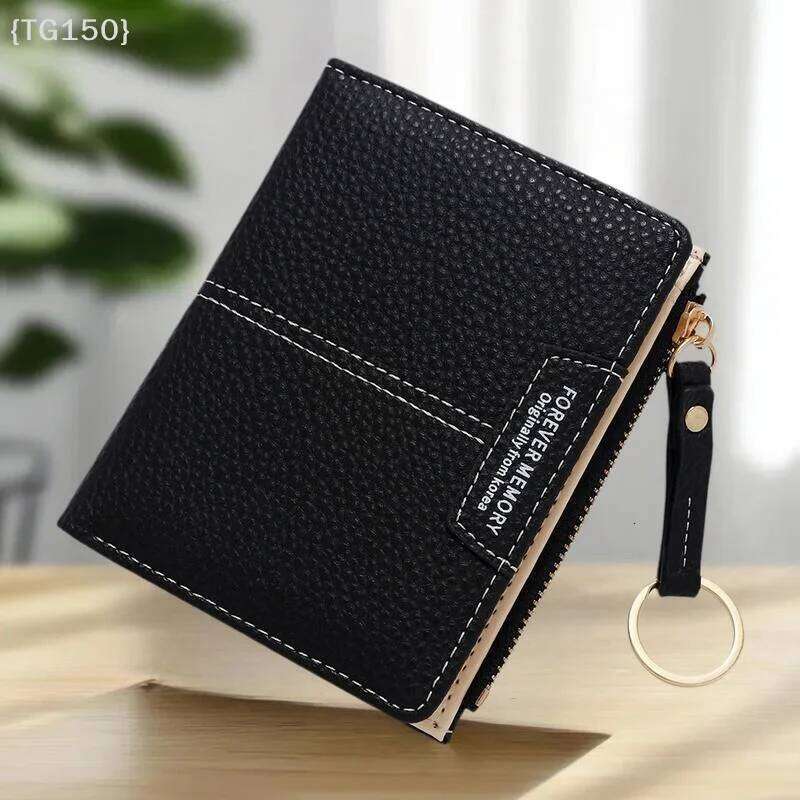 New Women's Short And Simple Card Holder, Coin Purse, Student Clutch, Folding Wallet, Stylish Solid Color C260304