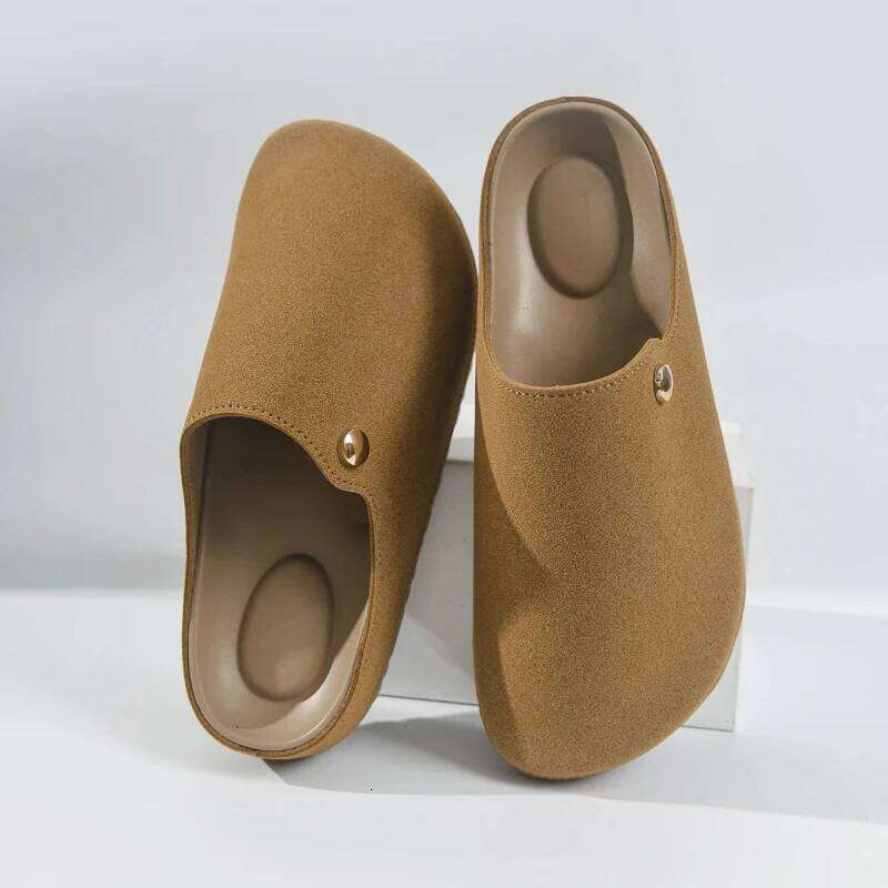 Women Flat Bottom Sports Casual Style Slip-On Sandals Comfortable Versatile Half Slippers Winter Cotton Shoes