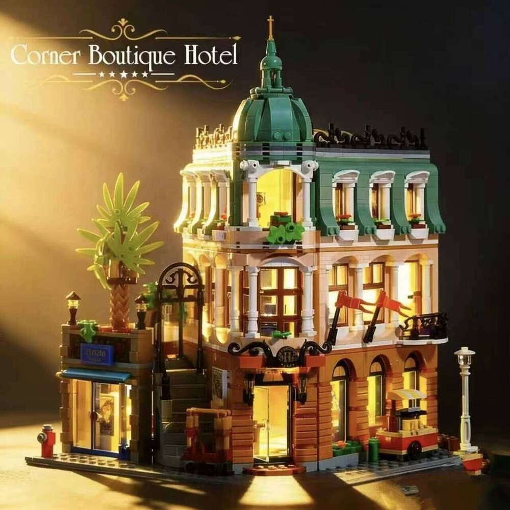 1362-Piece Corner Boutique Hotel Set, a Perfect Gift for Home Decoration and Building Block Enthusiasts Z260305