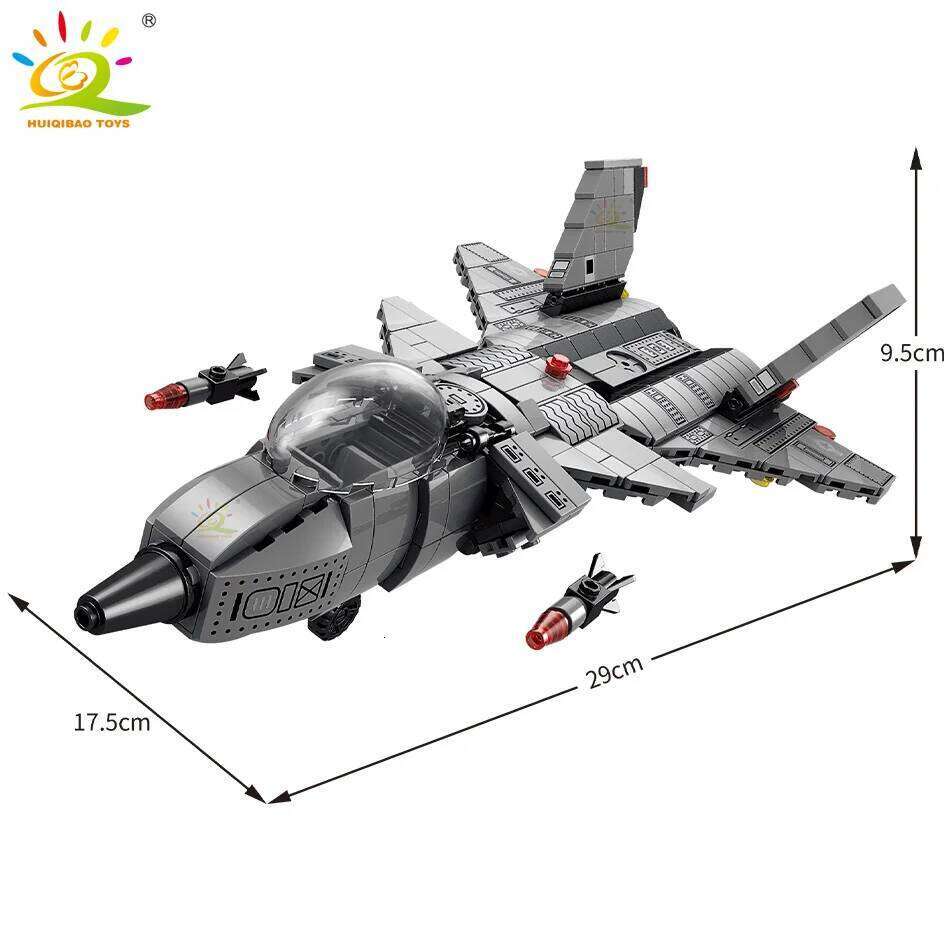HUIQIBAO Military 510PCS Attack J-20 Fighter Building Blocks Army City Weapon Plane Airplane Helicopter Bricks Children Toys Z260306