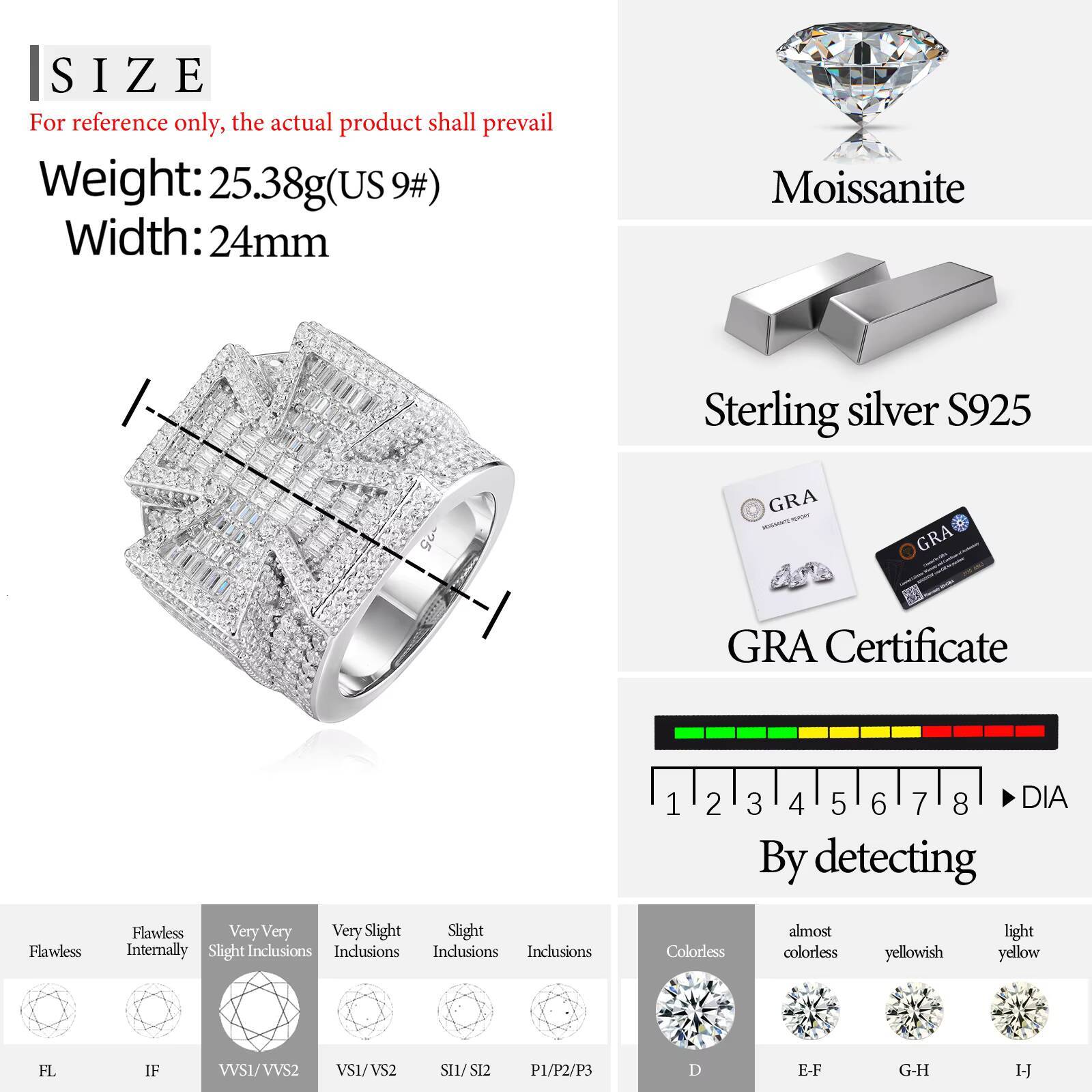 Hip Hop Fashion Jewelry Rings Gold Plated 925 Sterling Silver VVS Baguette Moissanite Diamond Bling Maltese Cross Ring for Men