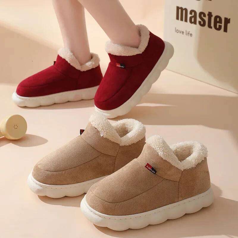 Winter Casual House Men 2026 Outdoor Warm Cotton Shoes For Women Indoor Plush Padded Slippers Female