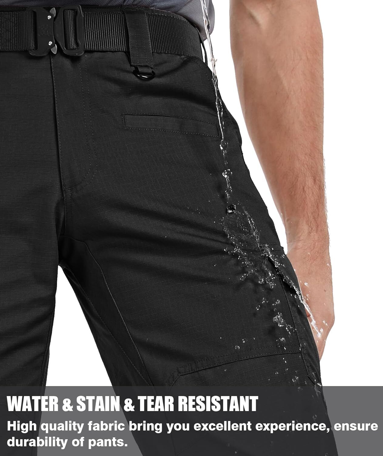 Men's Cargo Ripstop Water Resistant Hiking Work Outdoor Multi Pockets Army Tactical Pants Not Belt