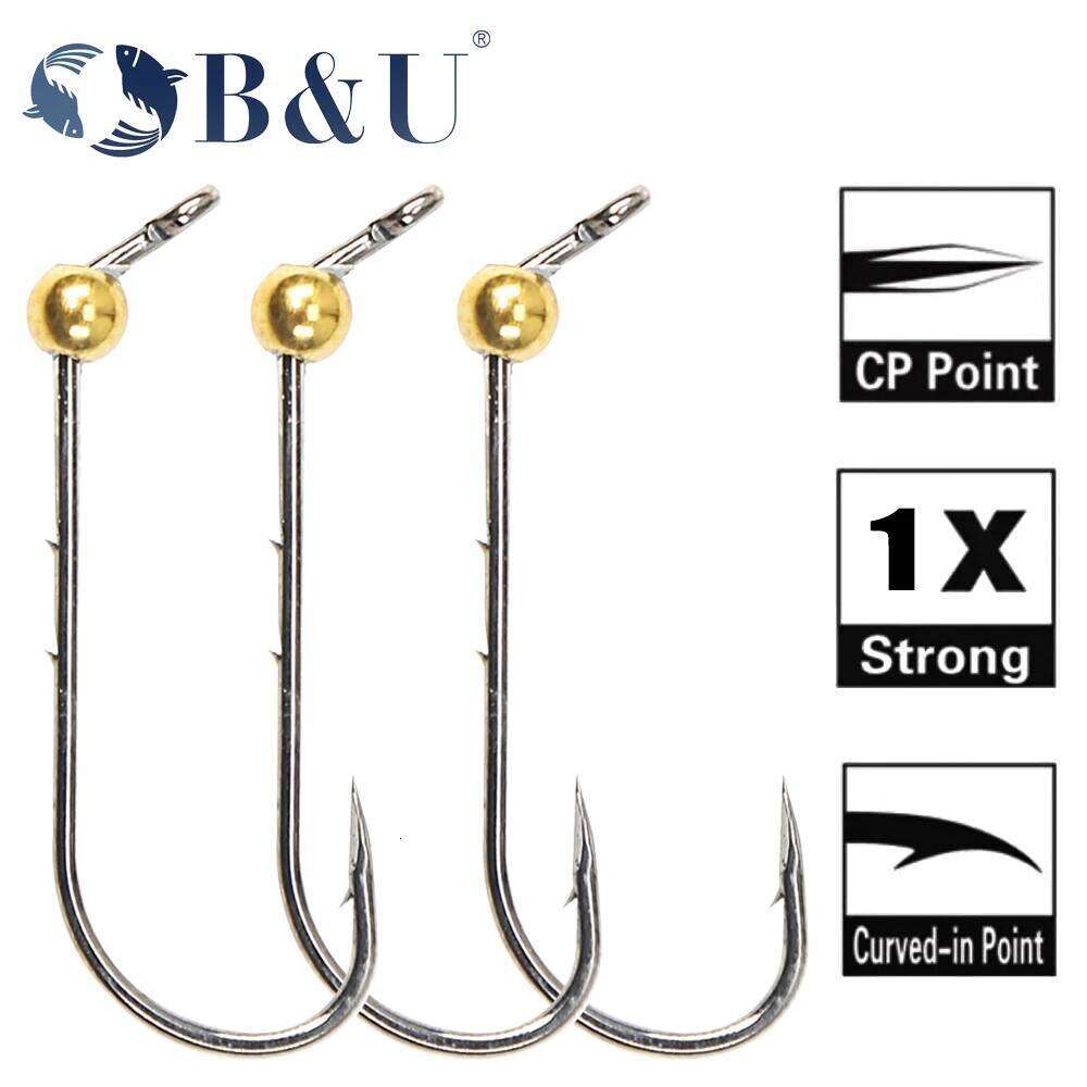 B&U 10pcs Mini Micro Rockfish Exposed Head Barbed Trout Soft Worm Lure Jig Hook Fishing Tackle S260305