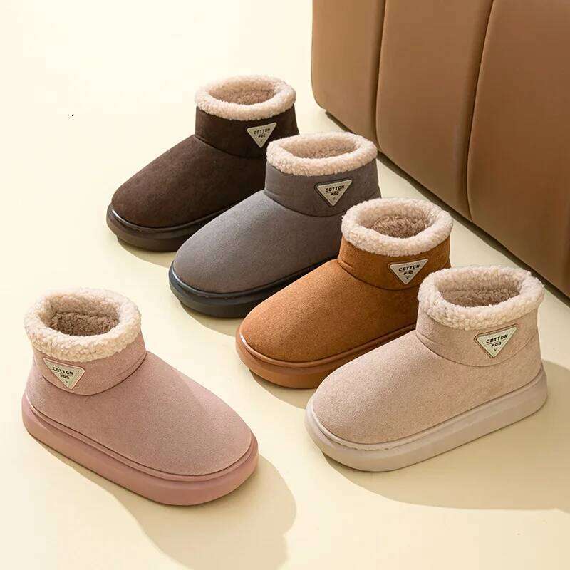 Litfun Women Winter Furry Snow Outdoor Warm Fuzzy Lined Boots Non-slip Comfort House Cotton Soft Plush Shoes