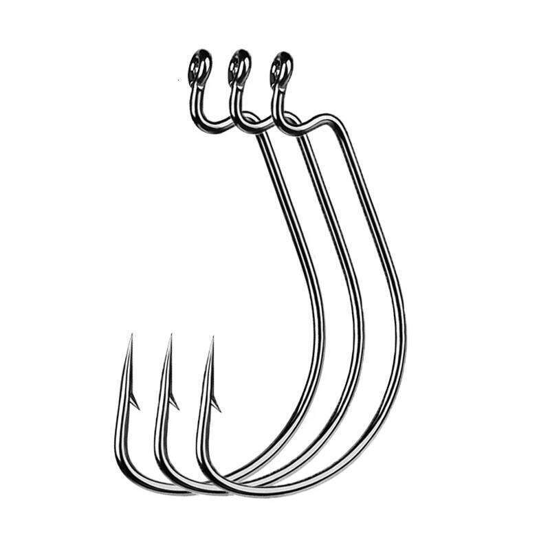 10pcs/Lot Soft Worm High Carbon Steel Wide Super Lock Fishhooks Lure Softjerk Hooks 8#-5/0 Fishing Tackle S260305