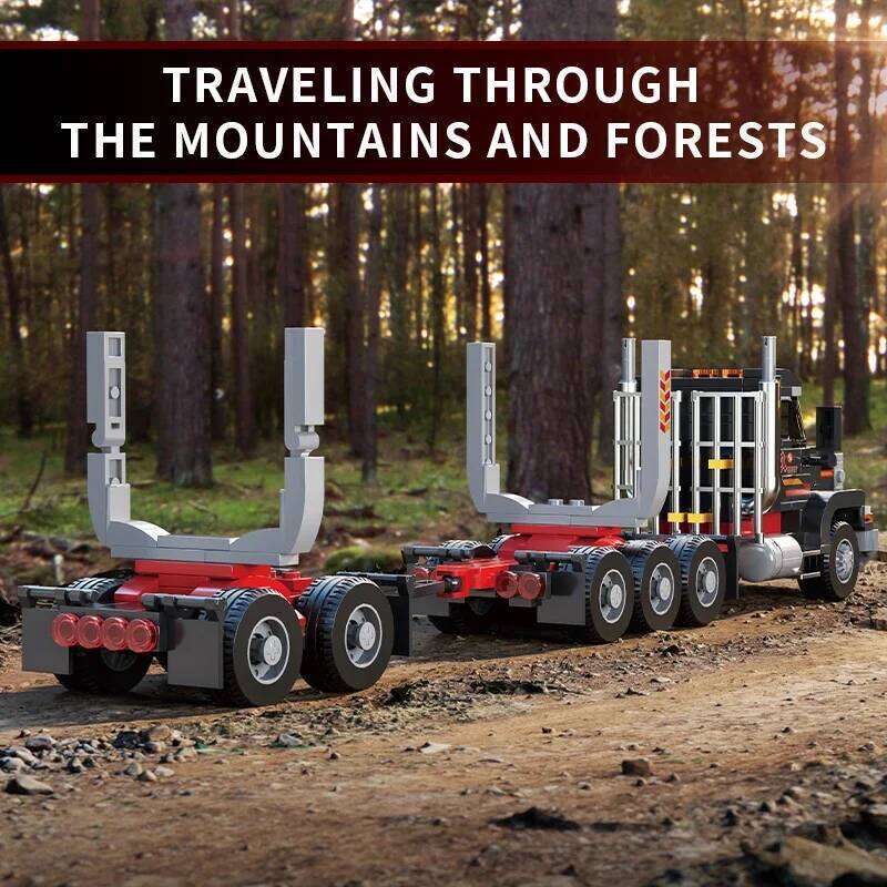 445PCS American Head Building Blocks Wood Transport Truck Car Model Bricks Desktop Ornaments Kids Educational Toys Gifts Z260305