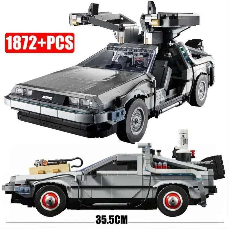 1872PCS Creative Back to the Future Time Machine Building Blocks Vehicle Model Car Assemble Bricks Toy Gift For Kid Adult Boy Z260305