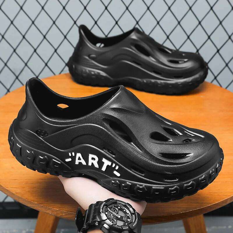 Litfun New Men's Summer Slippers Breathable Hollow Holes Non-slip Beach Sandals Fashion EVA Platform Garden Shoes