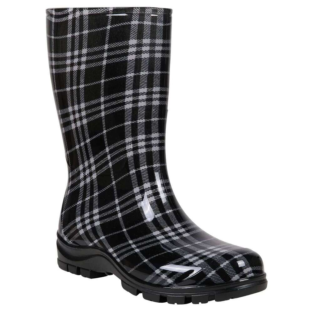 Litfun Waterproof New Rubber Printed Pull On Mid Calf Comfortable Non-slip Outdoor Women's Rain Boots