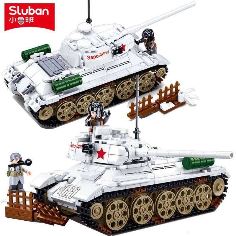 Sluban 518PCS WW2 Military T34-85 Medium Tank Building Blocks Set with Soldier Figures Educational Toy for Children Z260305