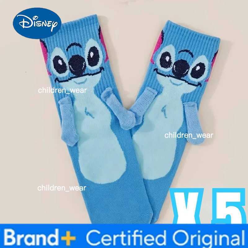 Disney Stitch Magnet Anime Figure Socks Cute Hand in Hand Socks Cartoon Fun Fashion Soft Comfortable Christmas Stocking Toy Gift H260306
