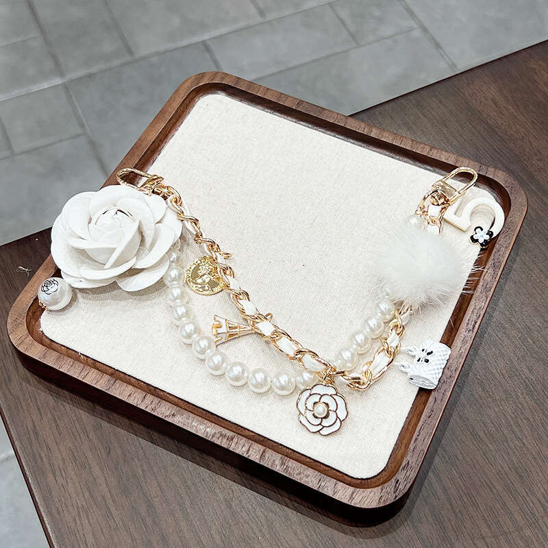 Fashion Mink Fur Leather Camellia Handbag Chain Internet Celebrity Hot Item Creative Exquisite Bag Pendant