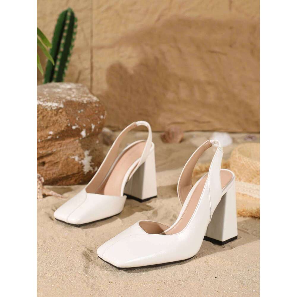 Stylish Square-Toe Slingback Block Heels, Fashion-Forward Footwear, Perfect for Office Looks, Social Gatherings