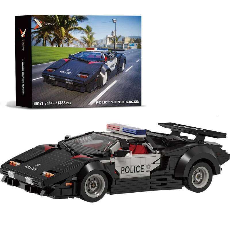 1383PCS Police Racing Building Blocks City Sports Car Model Bricks Desktop Ornaments Kids Educational Assembly Toys Gifts Z260305