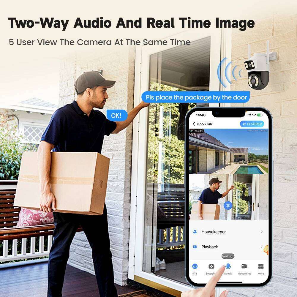 V380Pro IP wifi PTZ Lens Dual Screen Manual Detection Full Color Night Vision Outdoor Security Surveillance Camera 26W0306