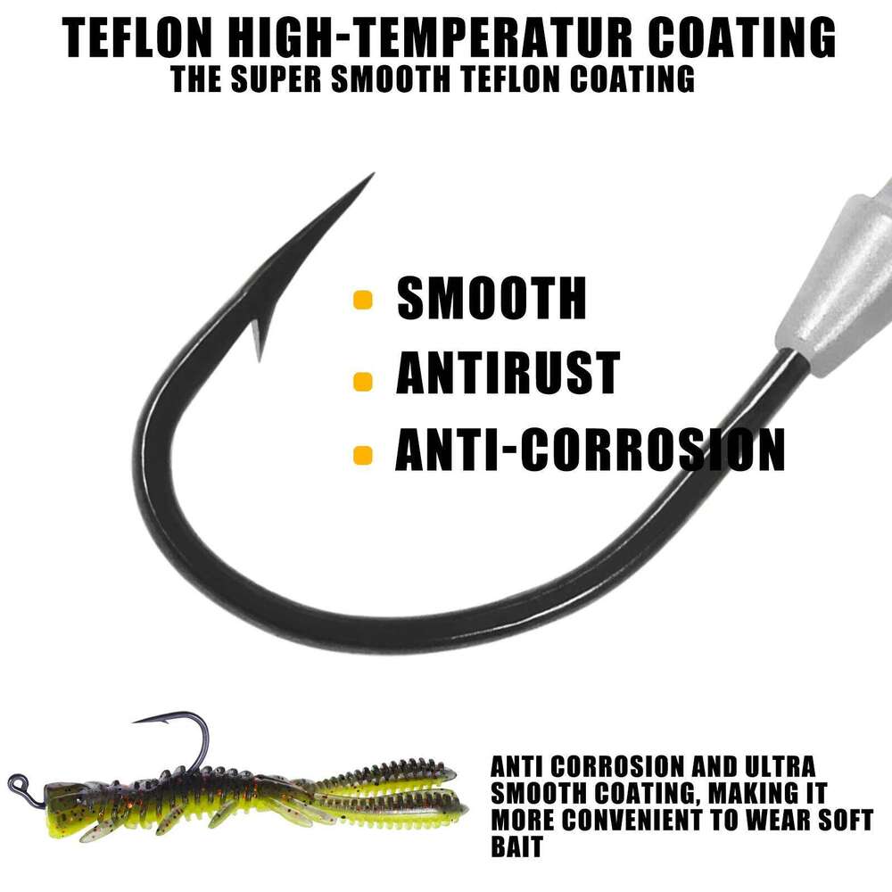 5pcs Fishing Weighted Worm Soft Plastics Lures, Jig Head Hooks, Barbed Crank Hooks For Freshwater Saltwate S260305