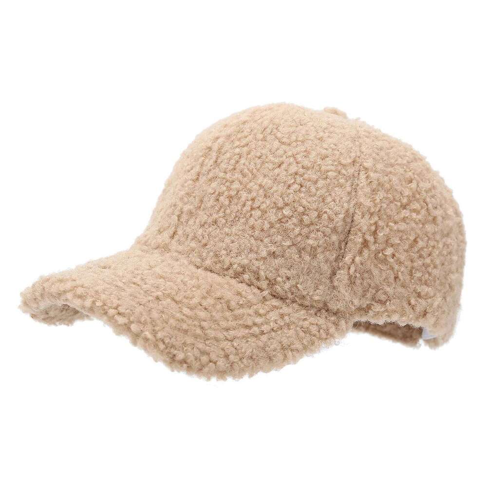 Winter Lamb Wool Baseball For Children Baby Kids Warm Thick Solid Color Golf Caps Girls Boy Sports Curved Brim Visors Hat Y260304