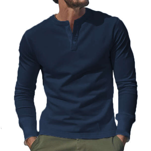 Amazon cross-border spring autumn foreign trade clothing, European and American t-shirts, long-sleeve base shirts, men's Henry shirts