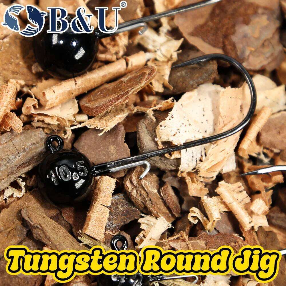 B&U Fishing Lure Jig Head Hook 5.3g 7.2g 10.5g 14g Tungsten Crank Hooks Pike Bass Swimbait Fishhooks Accessories S260305