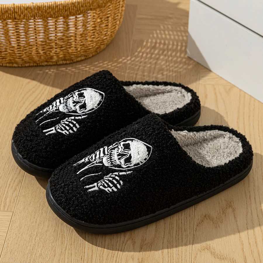 Halloween Funny Skull Face Womens Slippers Indoor Soft Good Breathable Comfortable Slipper Couple Fashion Winter Cotton Shoes S260305