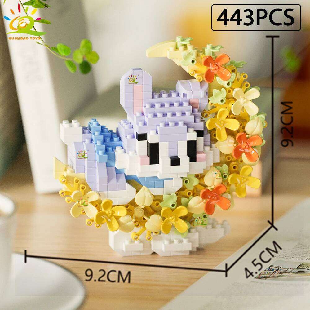 HUIQIBAO MOC Flower Animal Micro Building Block Mini 3D Diamond Model Brick DIY Construction Toy for Children Desk Decoration Z260306