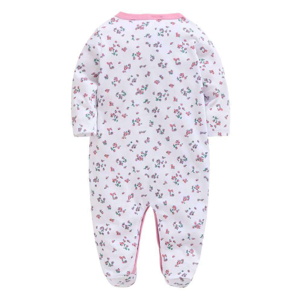 Kavkas Newborn Baby Girls Rompers 100% Cotton Long Sleeve 0-12 Months Cartoon Print Flower baby Clothing Z260306