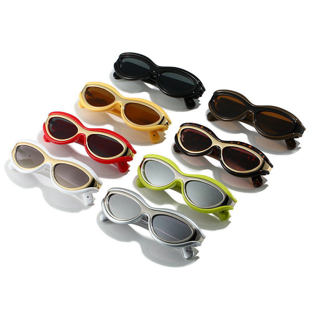 New Trendy Personality Color Block Retro European American Style for Men and Women High-End Outdoor UV Protection Sunglasses