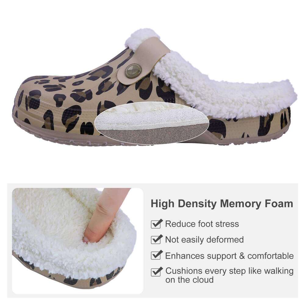 Litfun Female Clogs Couples Home Bedroom Fuzzy Slides Soft Sole Waterproof EVA Plush Women Warm Slippers Garden Shoes