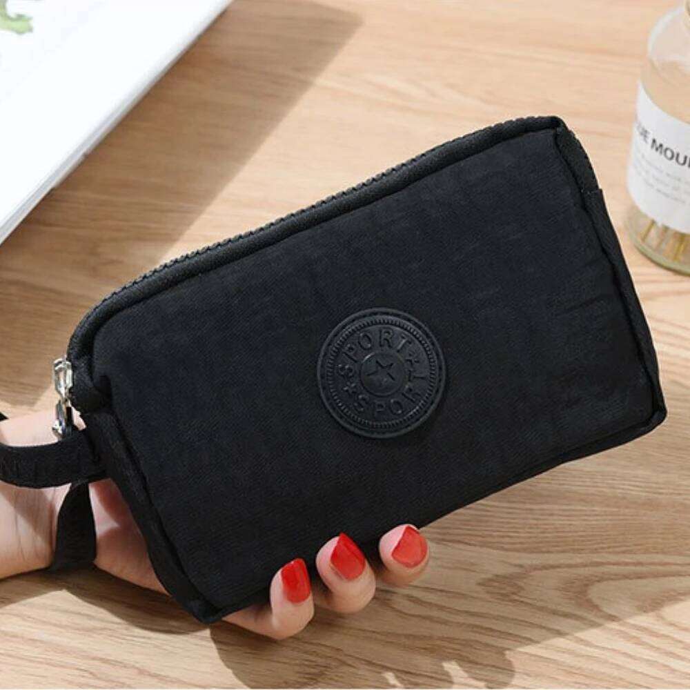 Three Zipper Solid Color Letter Printing Large Capacity Wearable Purse 2025 Fashion Clutch Wallets for Women C260304