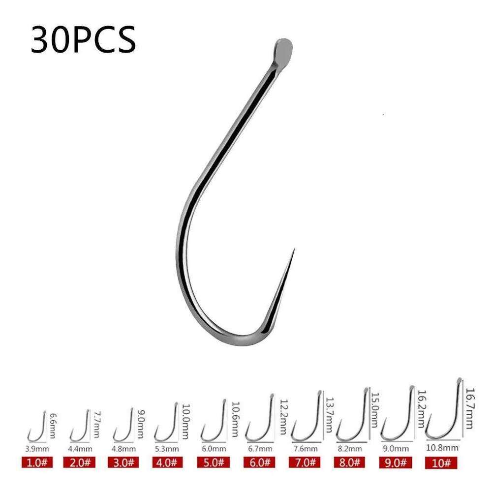 30Pcs fishinghook Titanium Alloy Carp Hook Barbless Saltwater Fresh Water Fishing Hooks non-barb fishhooks Y260305