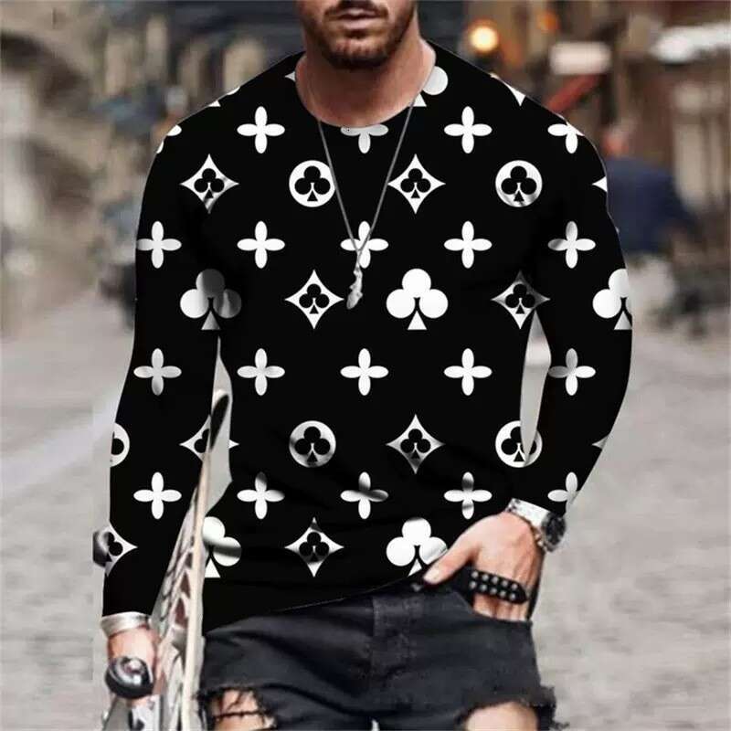 Autumn New Casual Long Sleeve Round Neck 3D Printed Fashion Pullover T-Shirt Men's One-Piece Dropshipping
