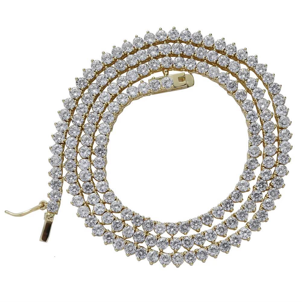 Wholesale Hip Hop Jewelry Fashion Iced Out 18k Gold Plated Brass Moissanite VVS Diamond Tennis Chain Moissanite Necklace for Men