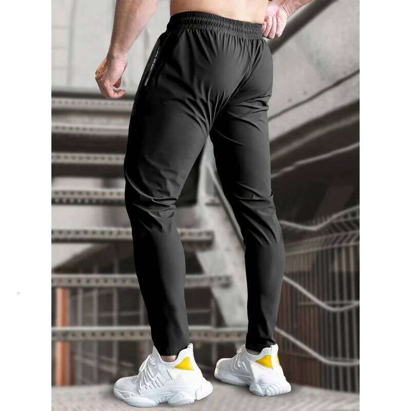 Sweatpants Man Fishing Men's High Stretch Ice Silk Jogging With Zipper Pockets Breathable Elastic Sports Pants Mens Gift