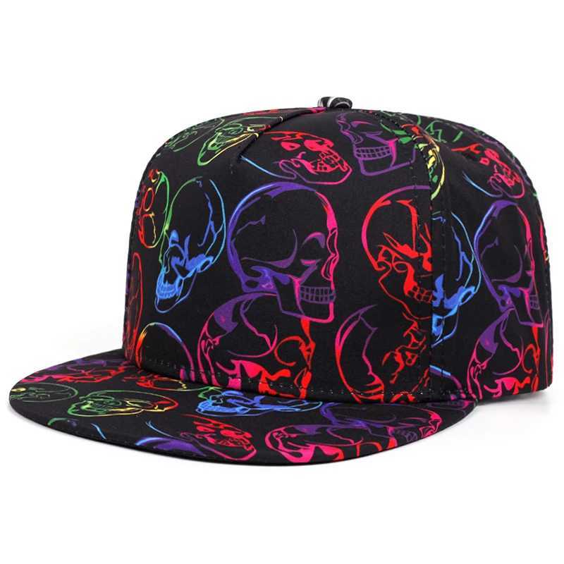 2025 Creative New Flat brimmed Hat Printed Skeleton Street Personalized HipHop Hat Daily Decoration Sunshade Baseball Hat Unisex S260306