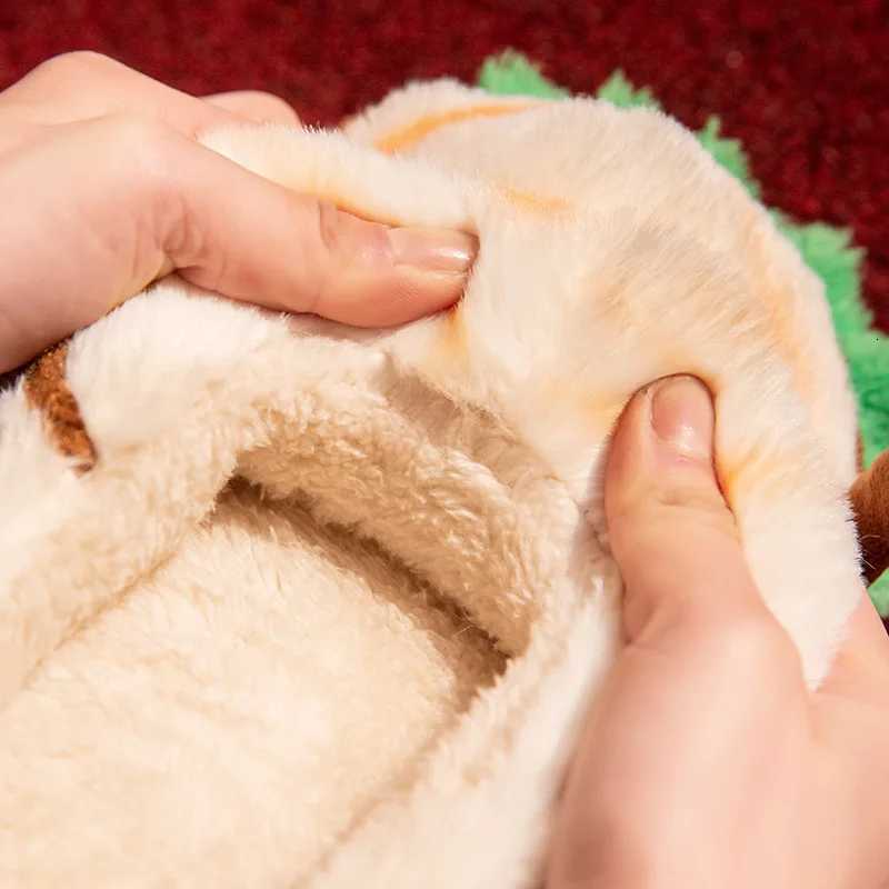 Cute Cartoon Fluffy Slippers For Women Men Autumn Winter House Shoes Warm Plush Anti-slip Furry Fries Couples Home Cotton Slides S260305