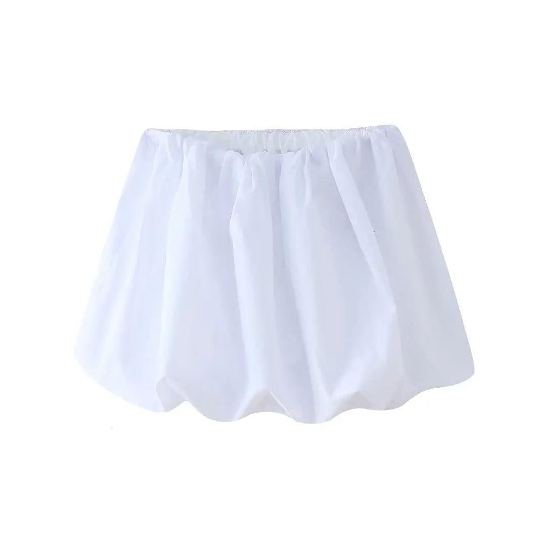 DUOPERI Women Fashion Solid Mini Balloon Skirt High Elastic Waist Female Chic Lady Casual Y2K Short Skirt 260228