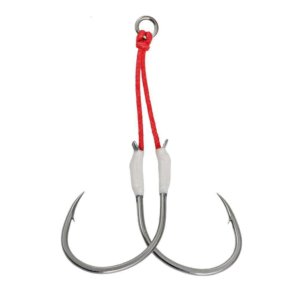 JIGGING PRO 2Pairs Twin Assist Metal Jig 1/0 2/0 3/0 4/0 Sea Jigging hook BKK Barbed Hook Fishing Accessories S260305