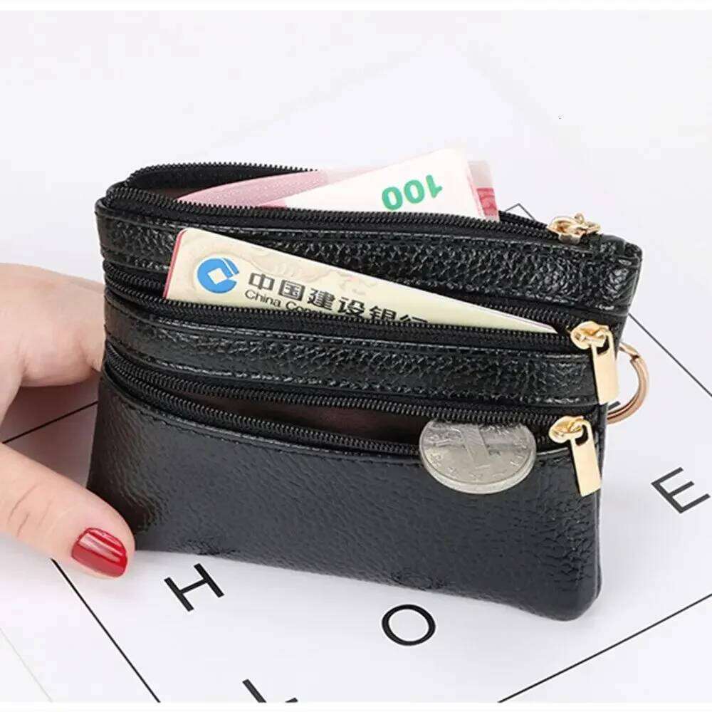 PU Leather Money Coin 2024 New with Key Ring Waterproof Pocket Purse Zipper Wear-resistant Credit Card Holoder Male Women C260304