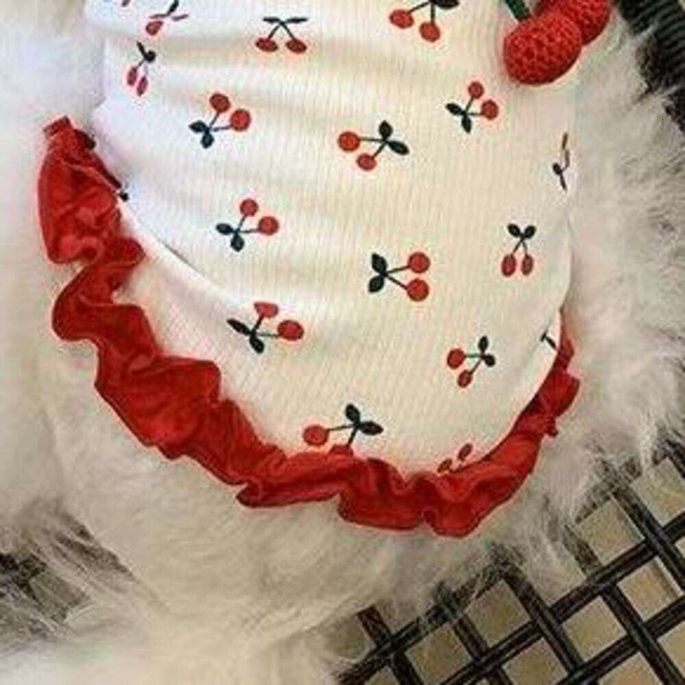Dog Clothes Spring, Summer, Autumn: Cute Cherry Print Suspenders For Yorkshire Terriers, Bichons, Maltese, Teddy, Pomeranian, And Small Dogs Bamubi