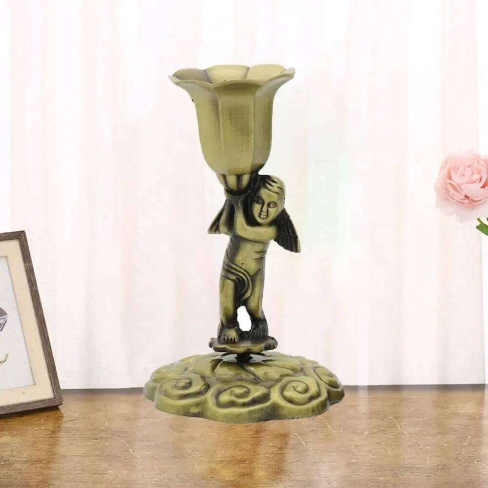 With Handle Christian Candle Holders Classical Anti-rust Crucifix Stand Easy to Carry Table Candlesticks Ornament XJ260305