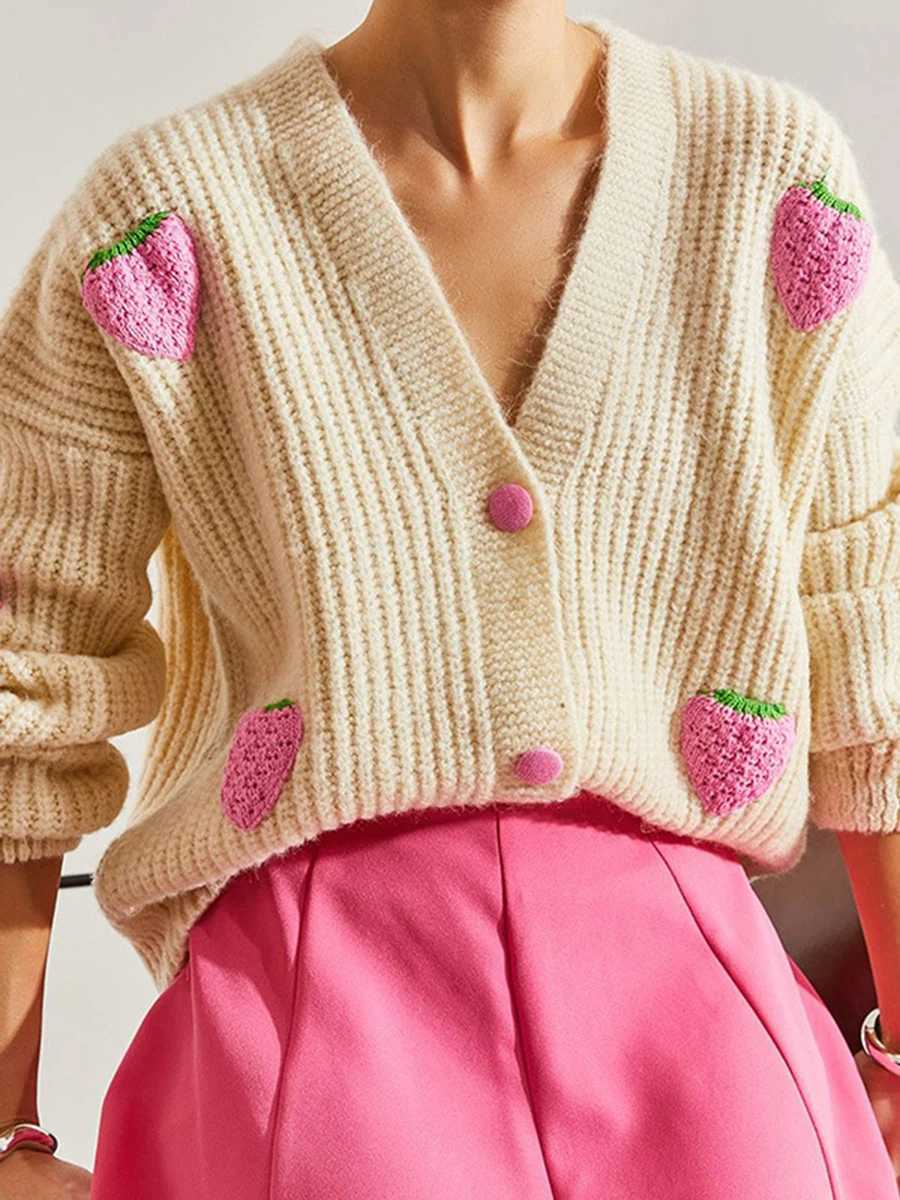 Women s Oversized Cable Knit Cardigan with V-Neckline and Ribbed Hemline Cozy Button-up Sweater in Soft Pink M260306