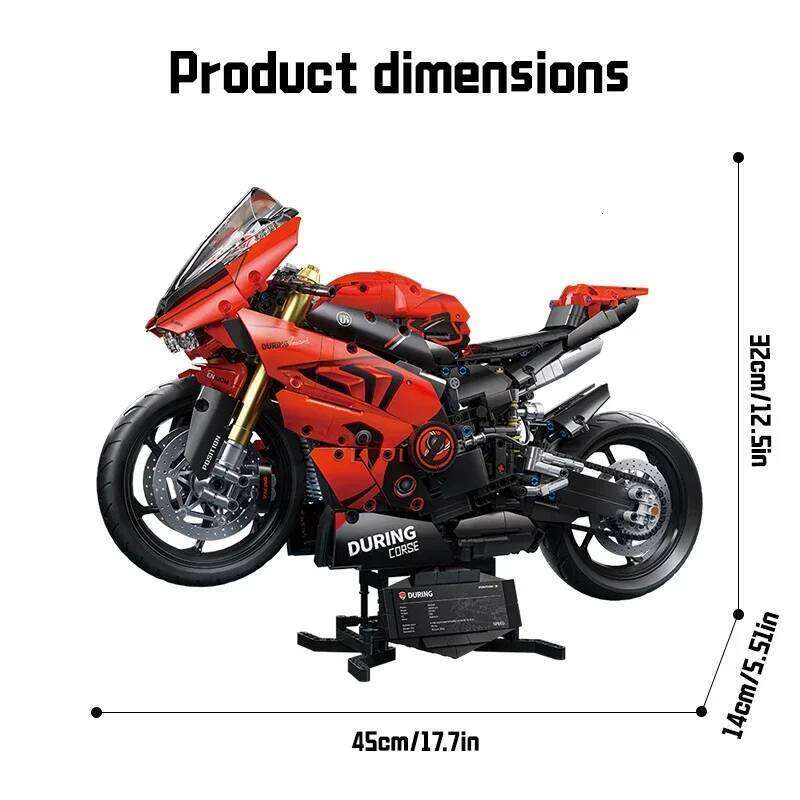 ToylinX 1:5 Motorcycle Building Blocks Set 2024pcs Technical Racing Super Motorbike Model Kids DIY Assembled Toys Gifts For Boys Z260305