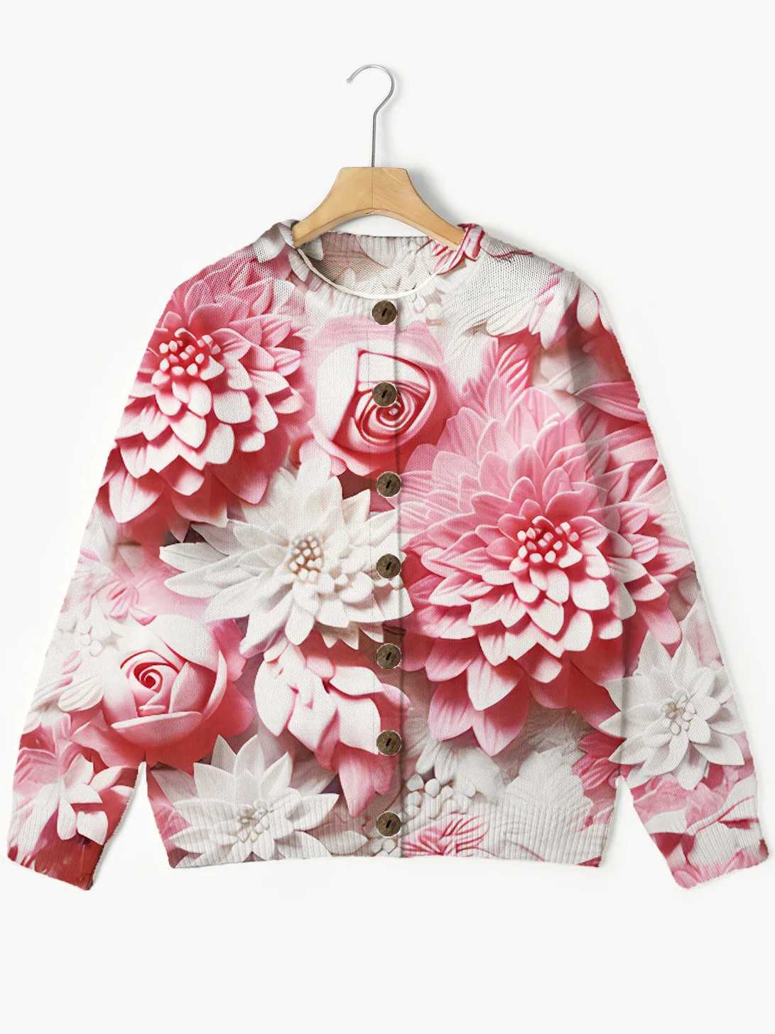 Ladies long-sleeved cardigan casual loose art-printed comfortable knitted 2025 autumn/winter cardigan ladies long-sleeve M260306