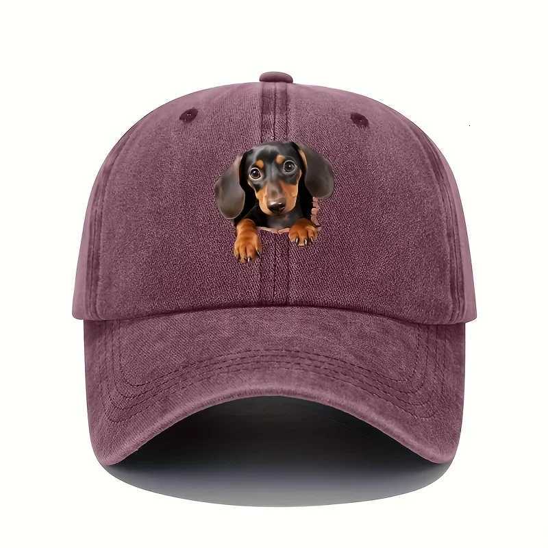 Dachshund Puppy Peeking Out Print Baseball Cap Casual Adjustable Cotton Dad Hat for Unisex S260306