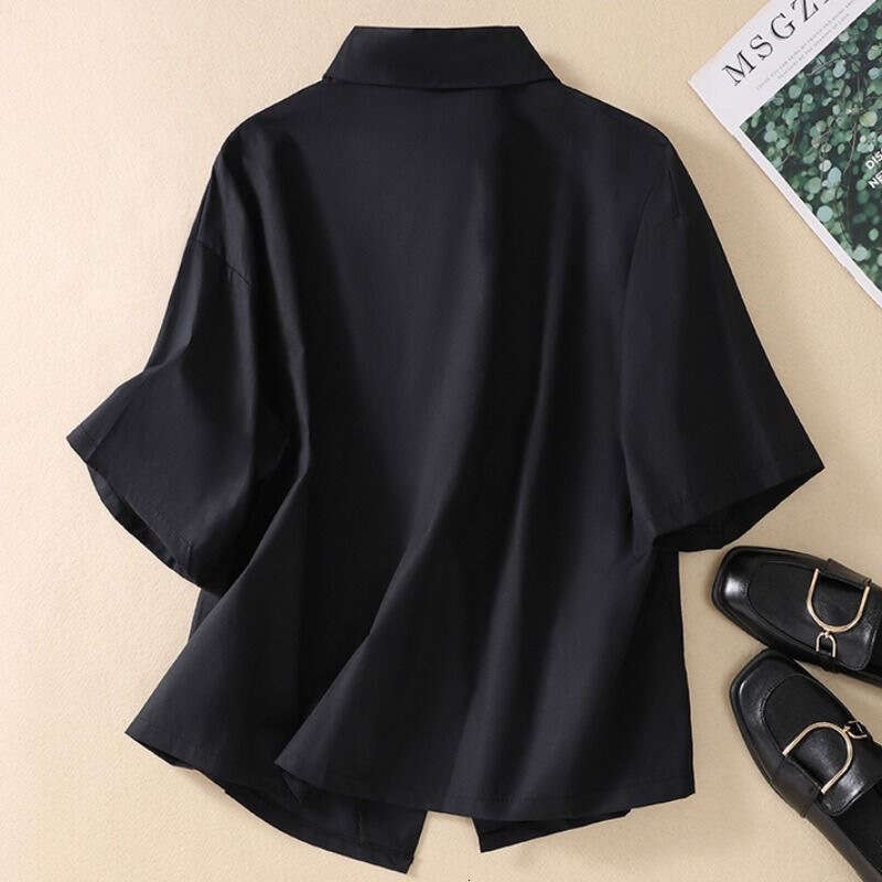 Retro Slanted Placket Buckle Loose Long Sleeve Pure Cotton Slit DesignChinese Cross-Button Shirt Summer Turn-down Collar Casual Loose Irregular Women 